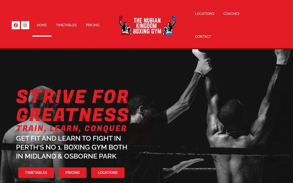 The Nubian Kingdom Boxing Gym website