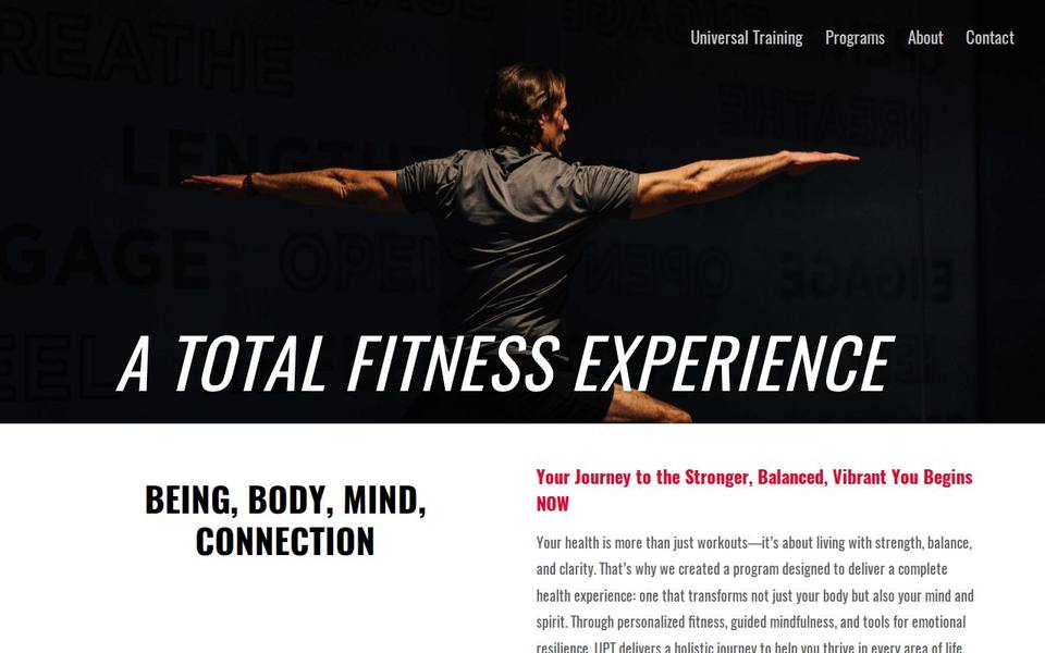 Universal Personal Training website