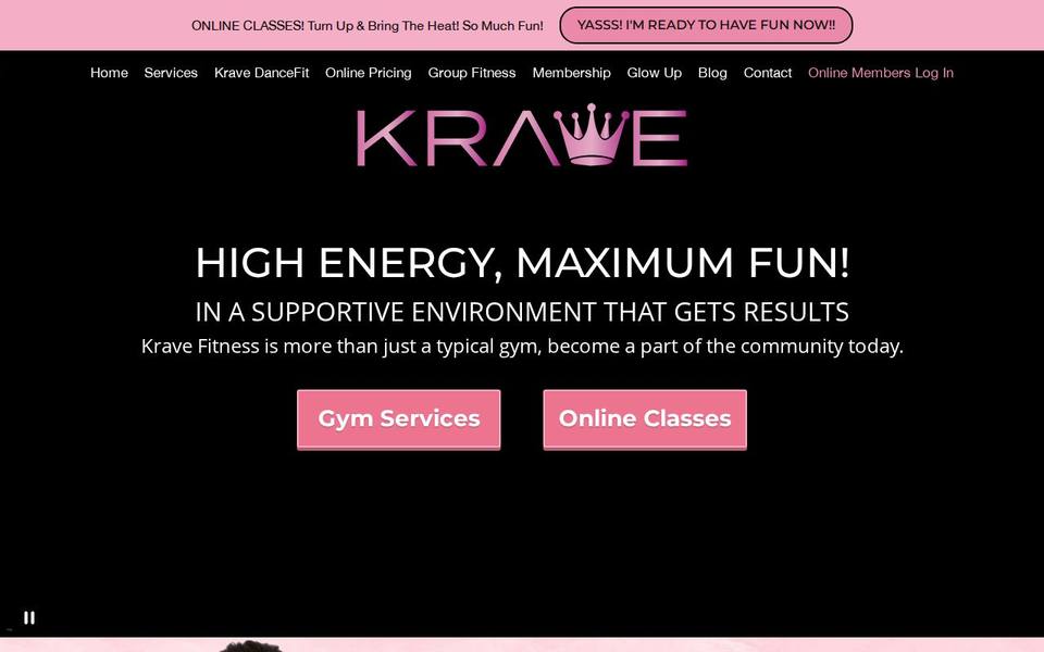 Krave Fitness website
