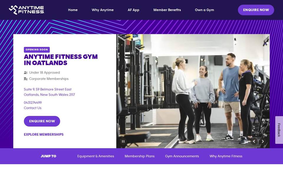 Anytime Fitness Oatlands website