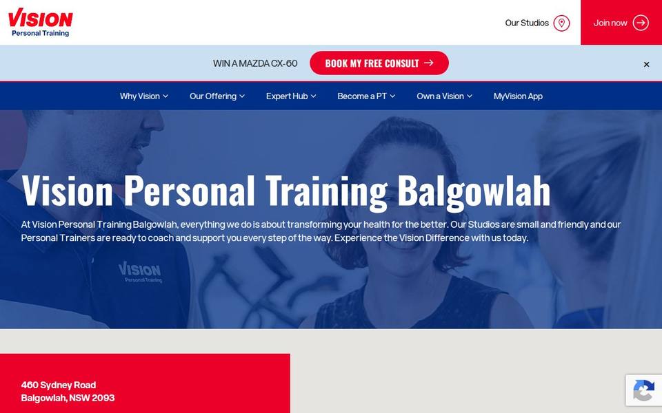 Vision Personal Training Balgowlah website