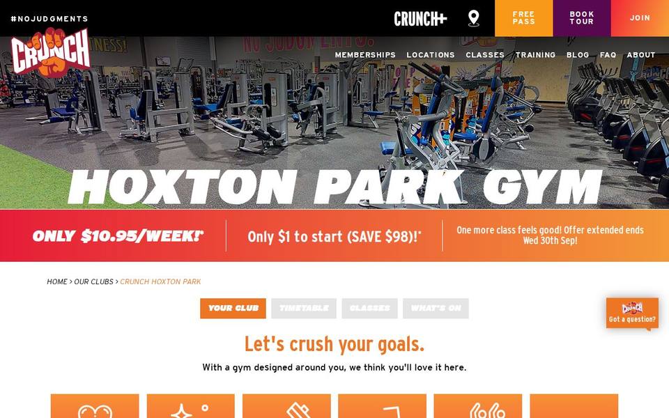 Crunch Fitness Hoxton Park website