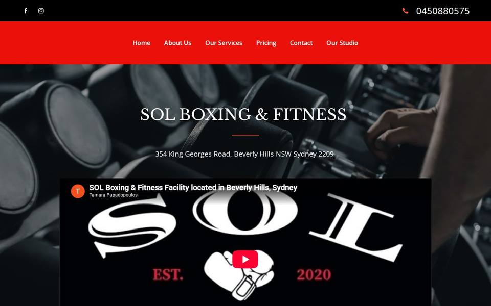 Sol Boxing and Fitness website