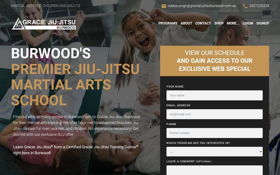 Gracie Jiu-Jitsu Burwood website