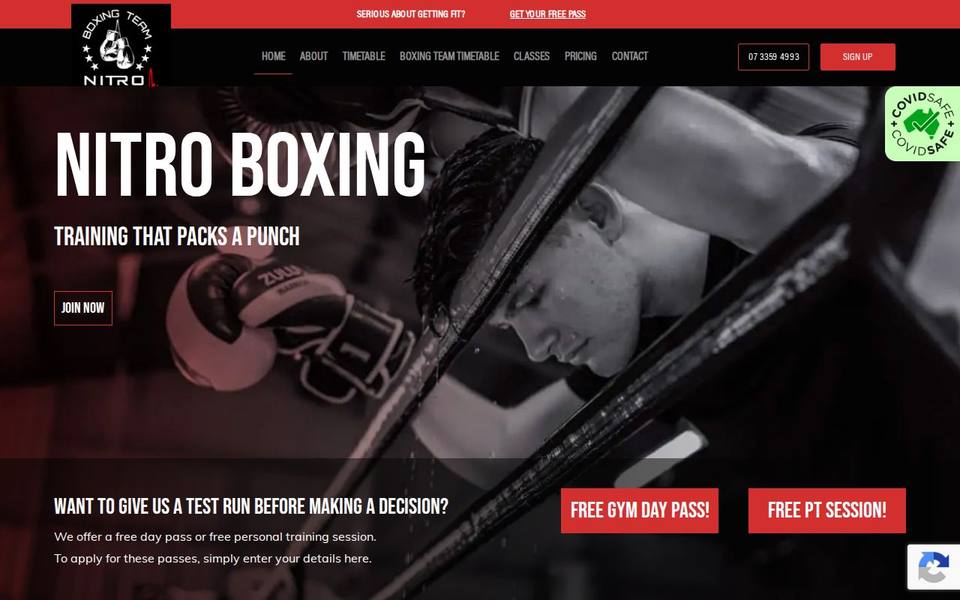 Nitro Boxing Fitness Centre website
