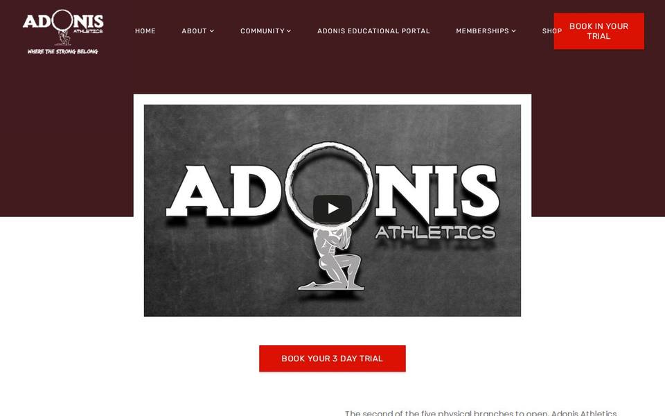 Adonis Athletics 24 Castle Hill website