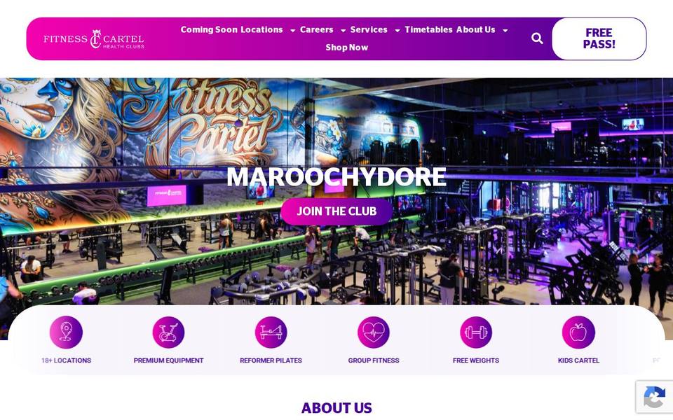 Fitness Cartel Health Clubs website