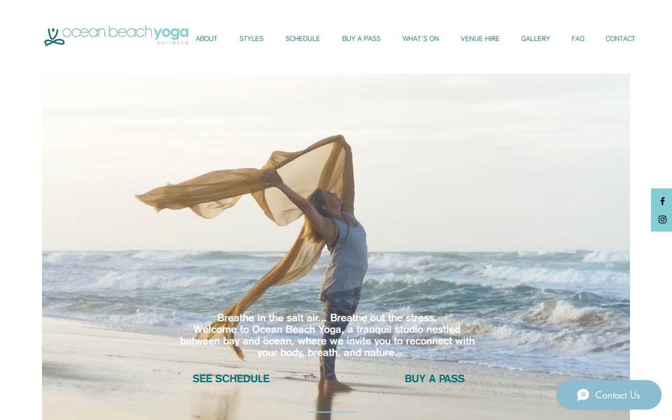Ocean Beach Yoga website