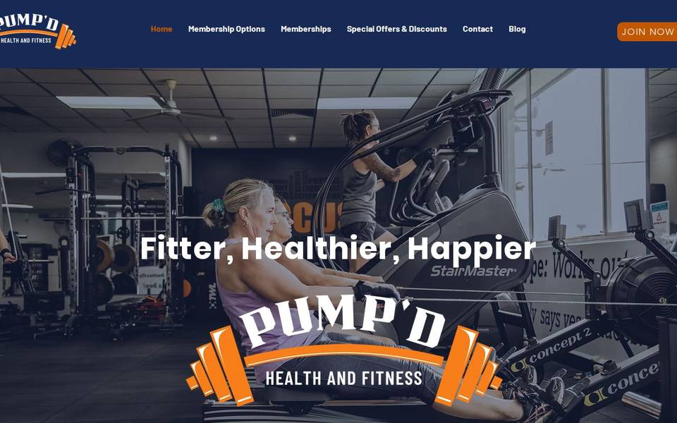 Pump'd Health and Fitness website