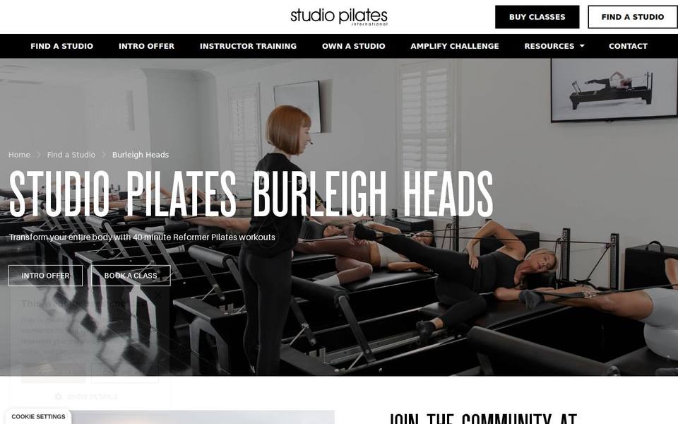Studio Pilates International Robina website