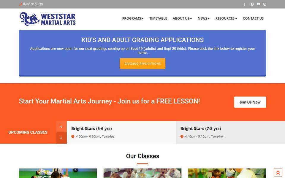 Weststar Martial Arts website