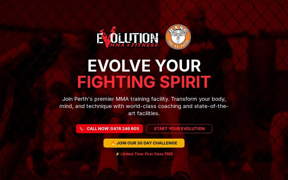 Evolution MMA & Fitness website