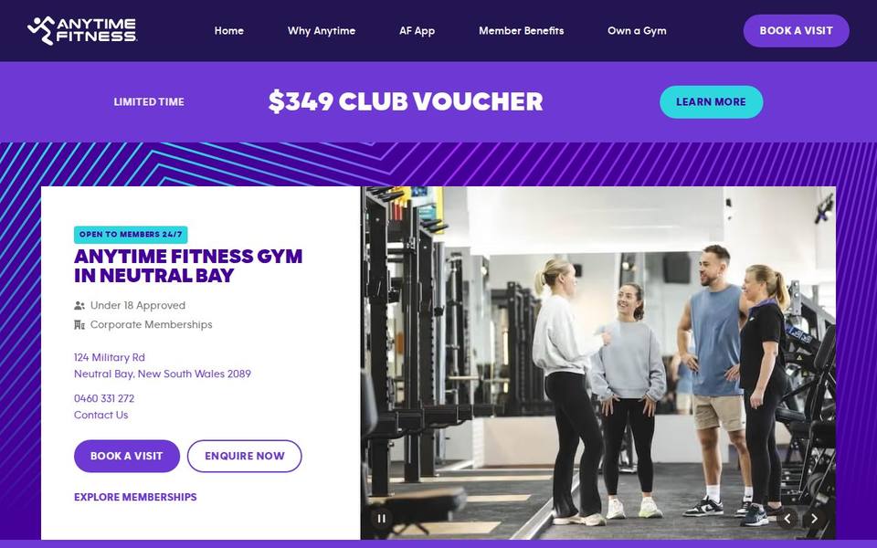 Anytime Fitness Neutral Bay website