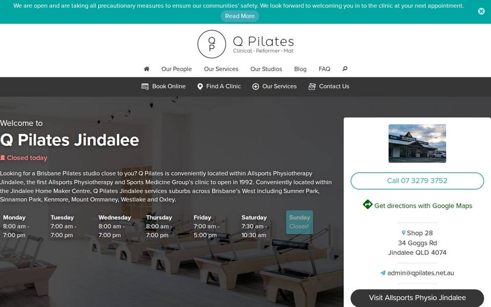 Q Pilates Jindalee website