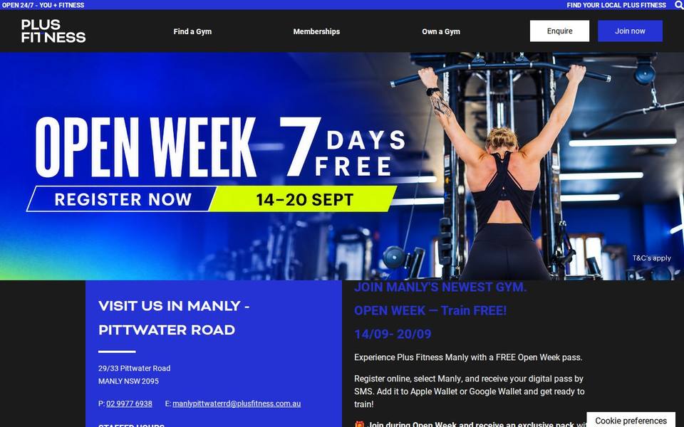 Plus Fitness MANLY - Pittwater Road website