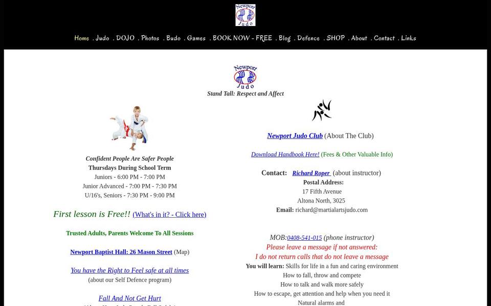 Martial Arts Judo website