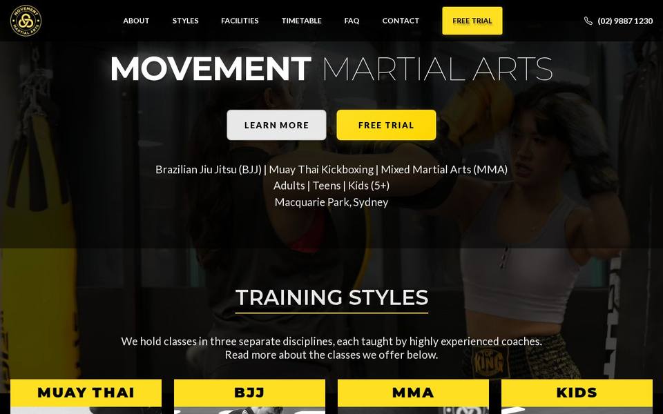 Movement Martial Arts website