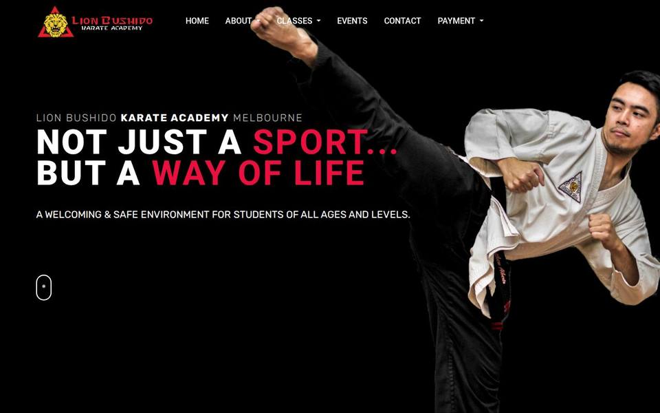 Lion Bushido Karate Academy website
