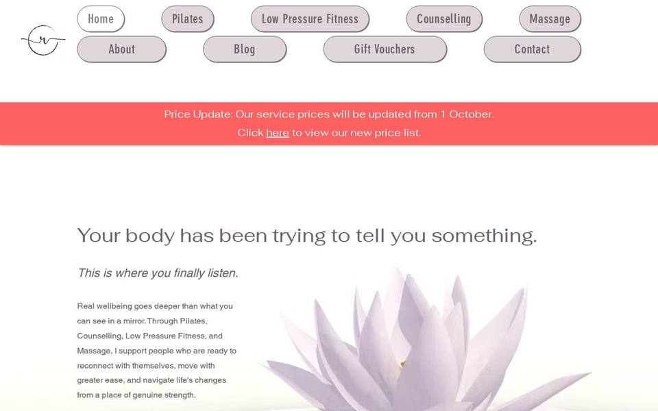 Reflexions Holistic Wellness website