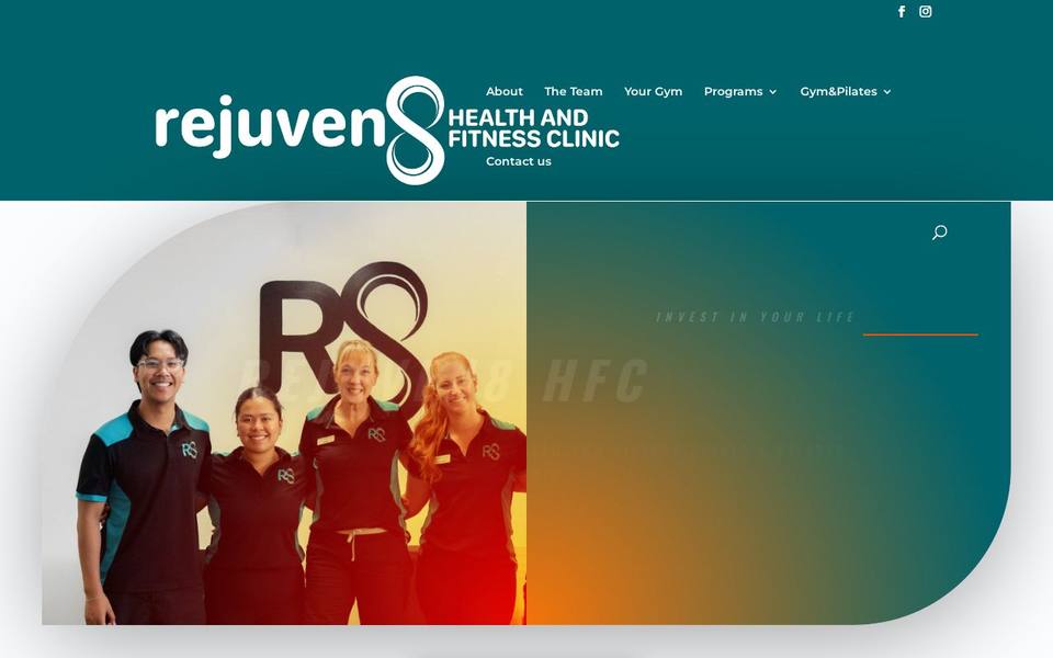 Rejuven8 Health and Fitness Clinic website