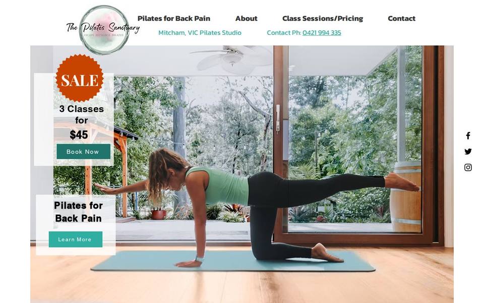 The Pilates Sanctuary website