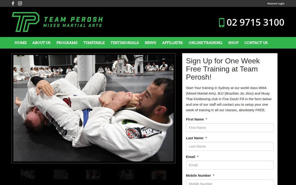 Team Perosh Mixed Martial Arts website