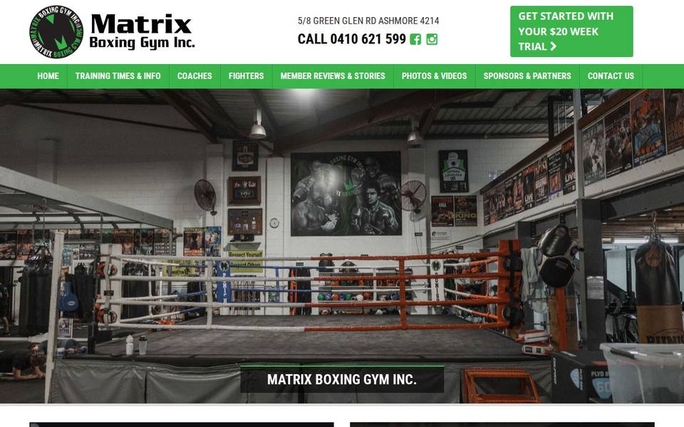 Matrix Boxing Gym website