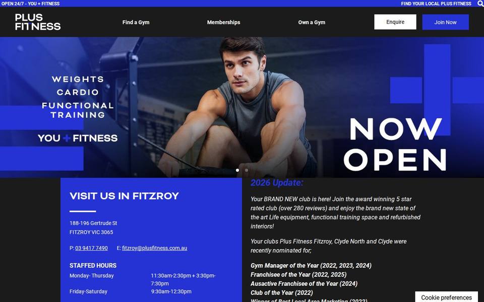 Plus Fitness Fitzroy website