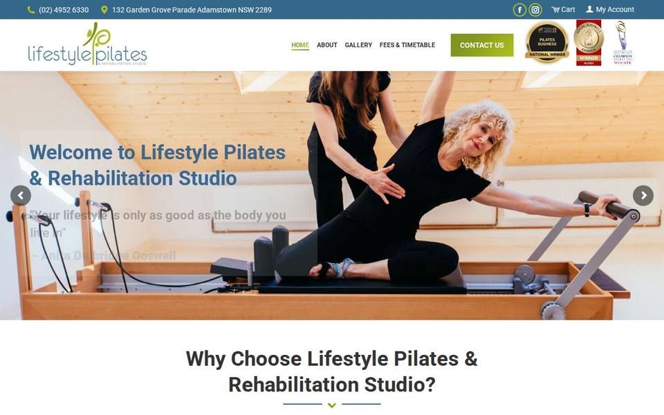 Lifestyle Pilates and Rehabilitation Studio website