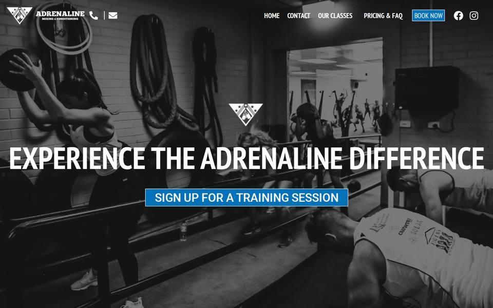 Adrenaline Boxing & Conditioning website