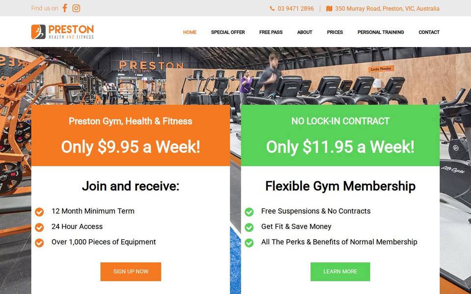 Preston Health and Fitness website