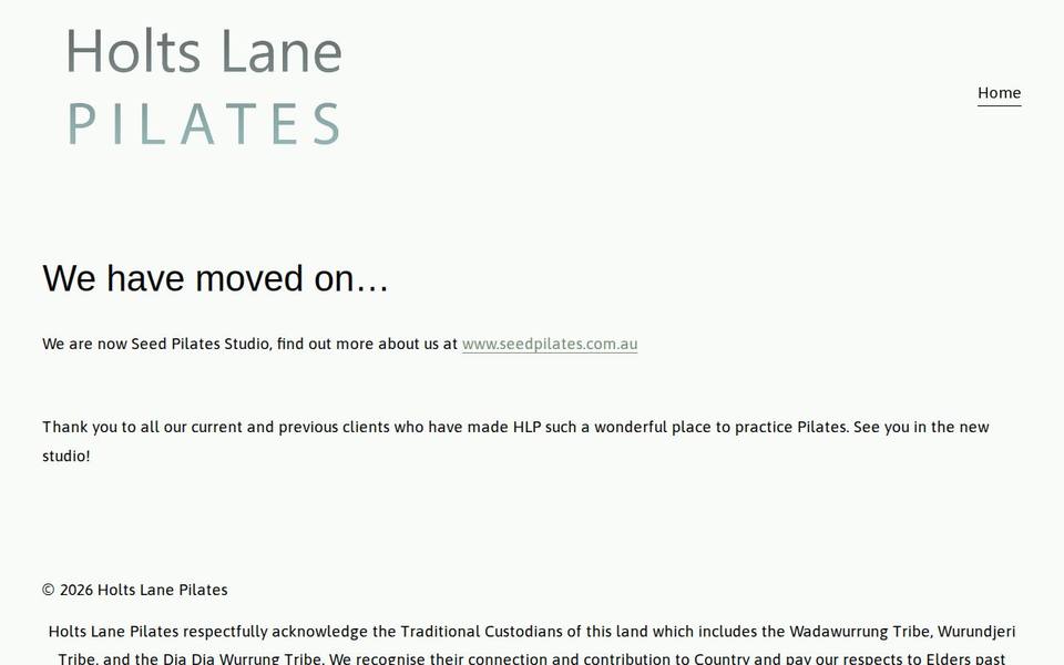 Holts Lane Pilates website