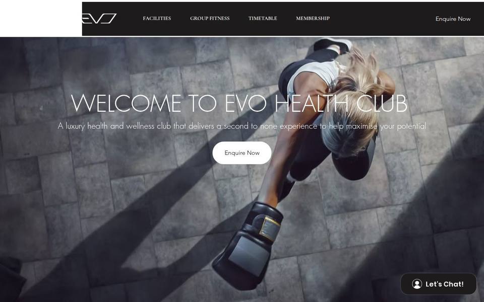 Evo Health Club website