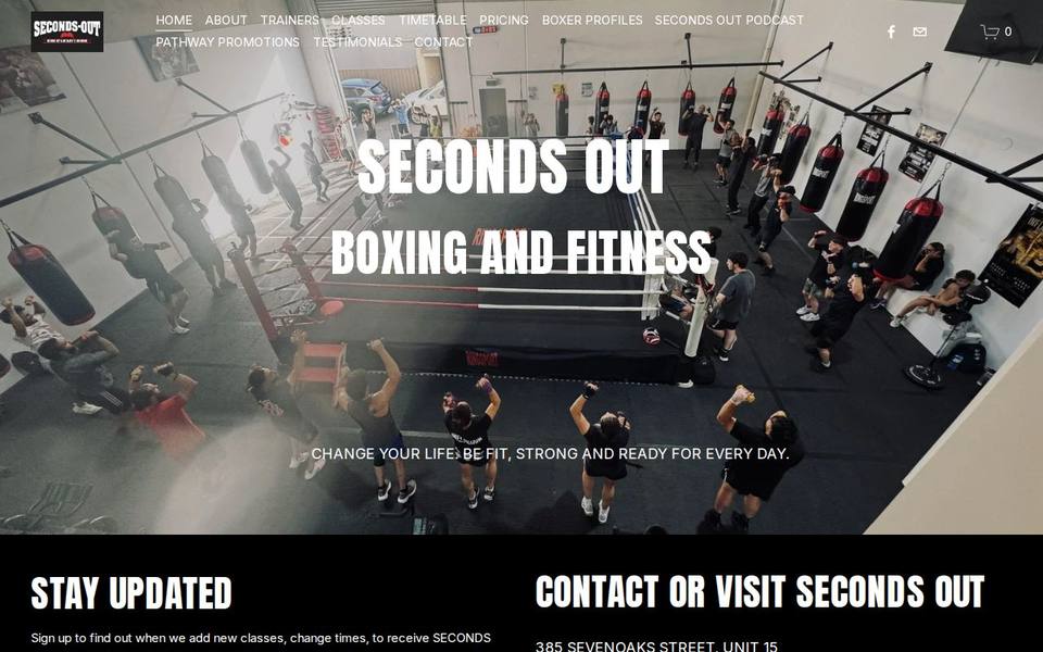 Seconds Out Boxing and Fitness website