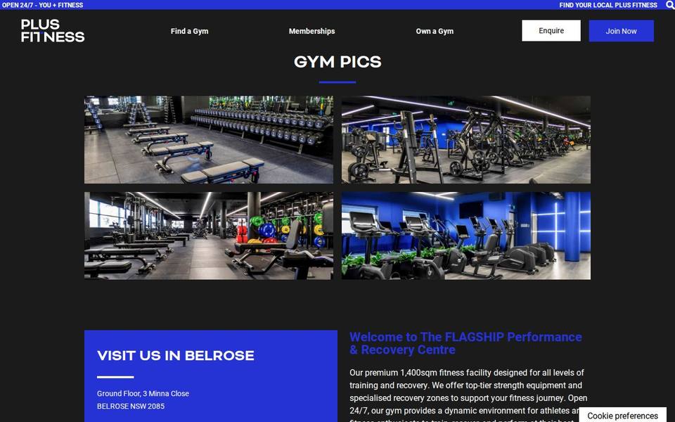 Plus Fitness Belrose website