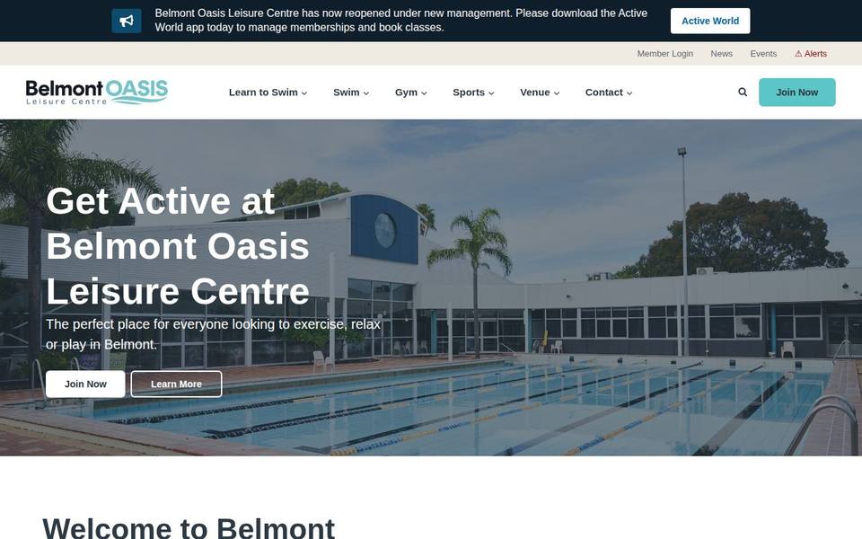 Belmont Oasis Leisure Centre website
