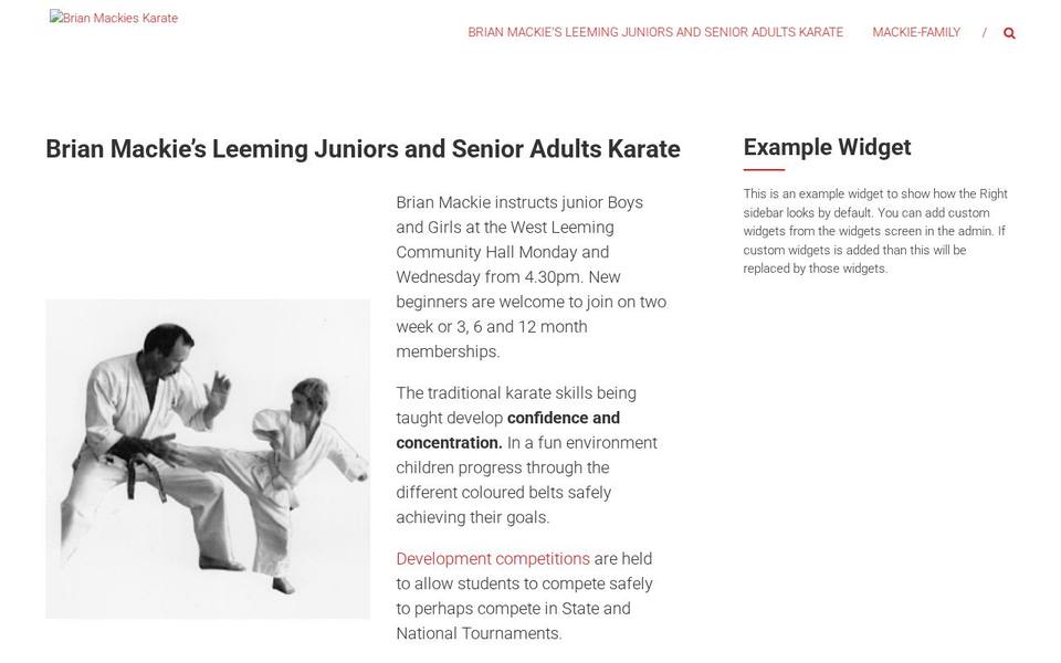 Brian Mackie's Karate Mandurah website