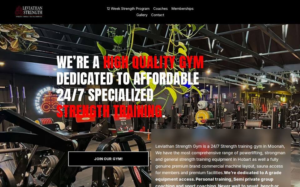 Leviathan Strength Gym website
