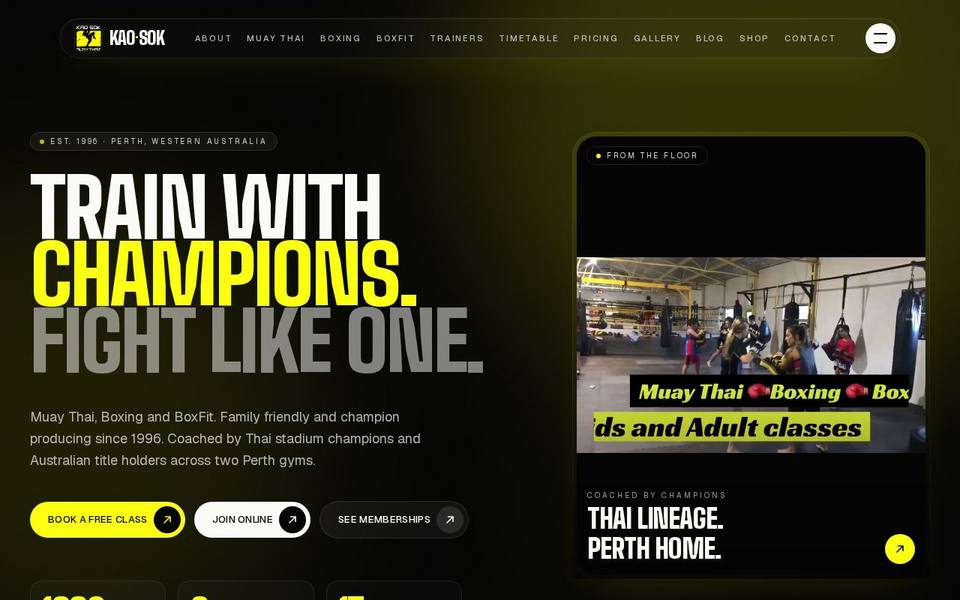 Kao Sok Muay Thai Gym website