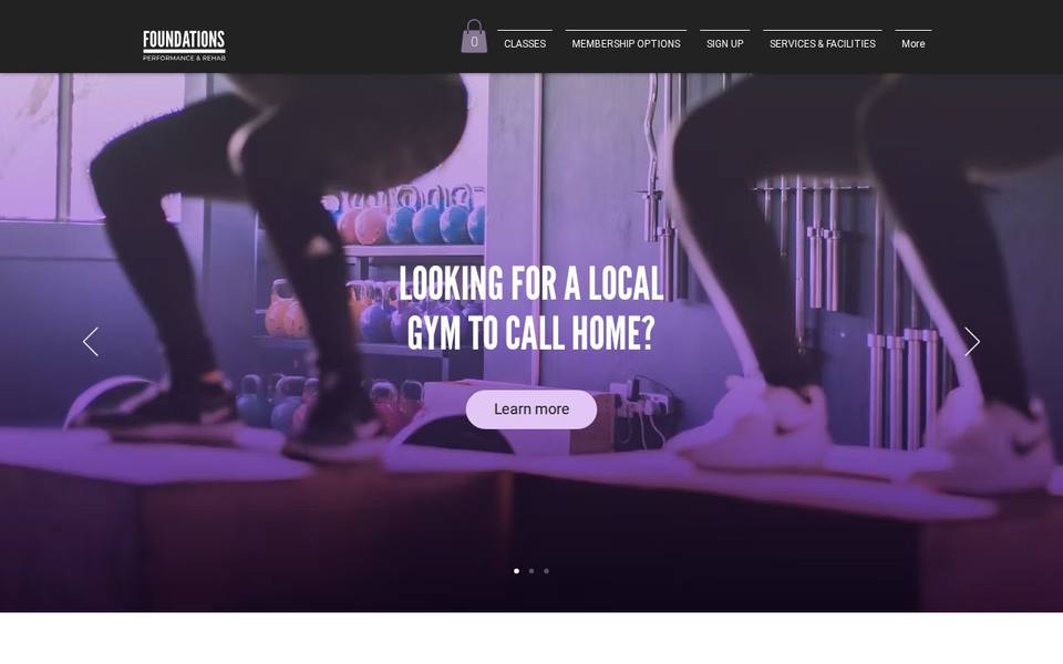 Foundations Performance and Rehab website