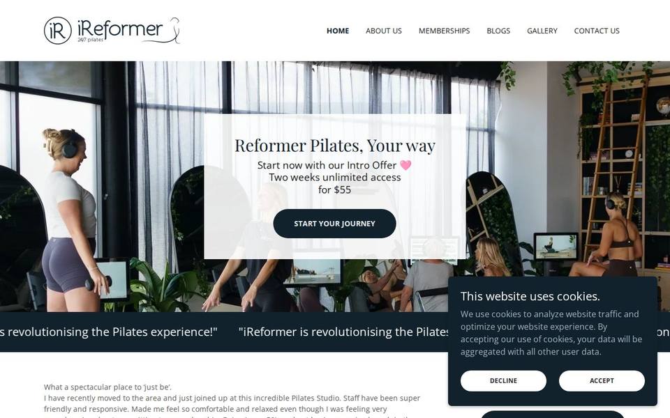 iReformer 24hr Pilates website