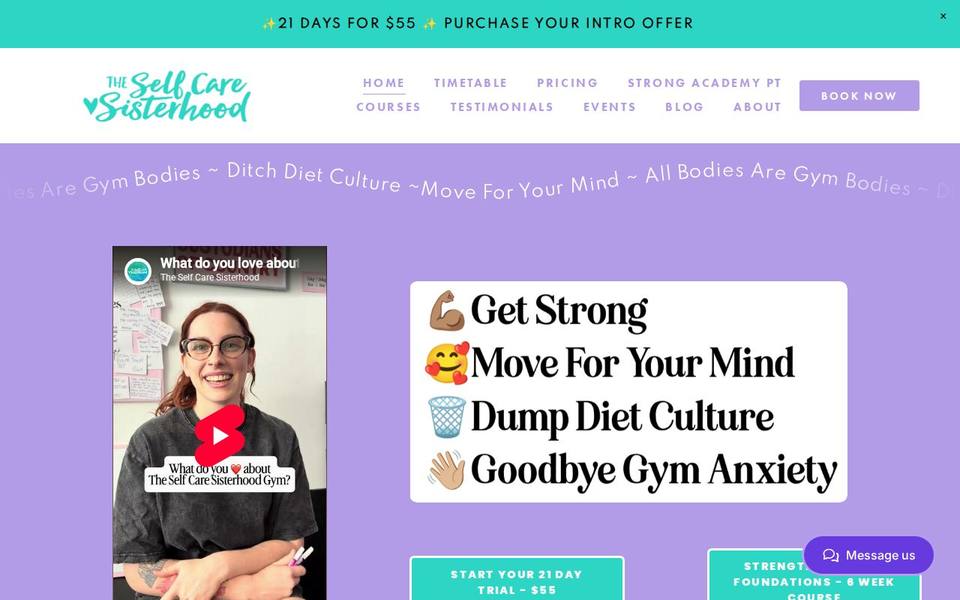 The Self Care Sisterhood website