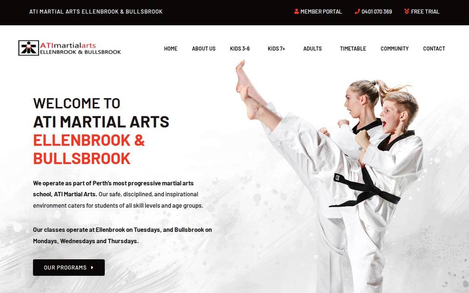 ATI Martial Arts Ellenbrook website