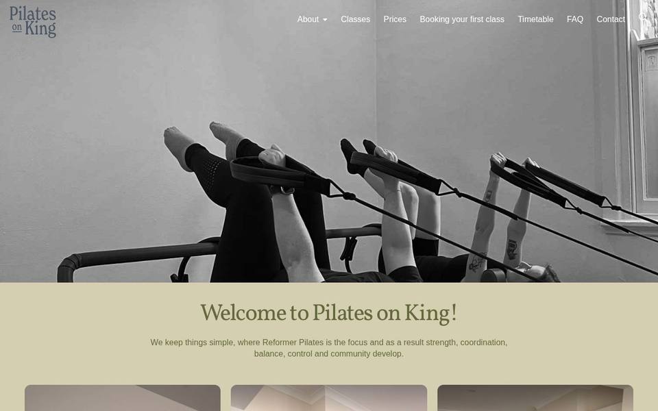 Pilates on King website