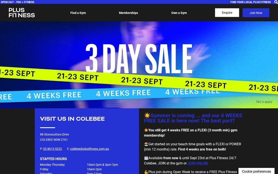 Plus Fitness Colebee website