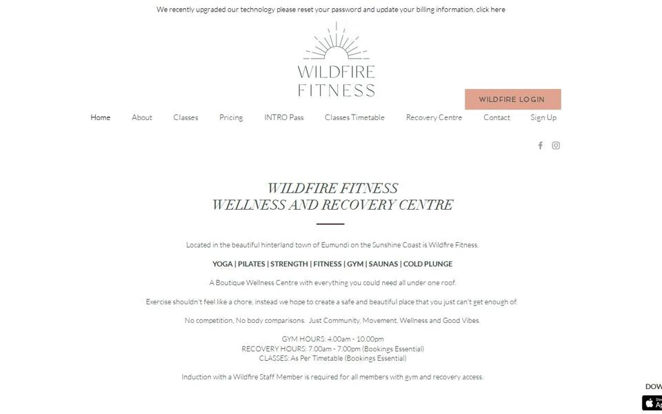 Wildfire Fitness website