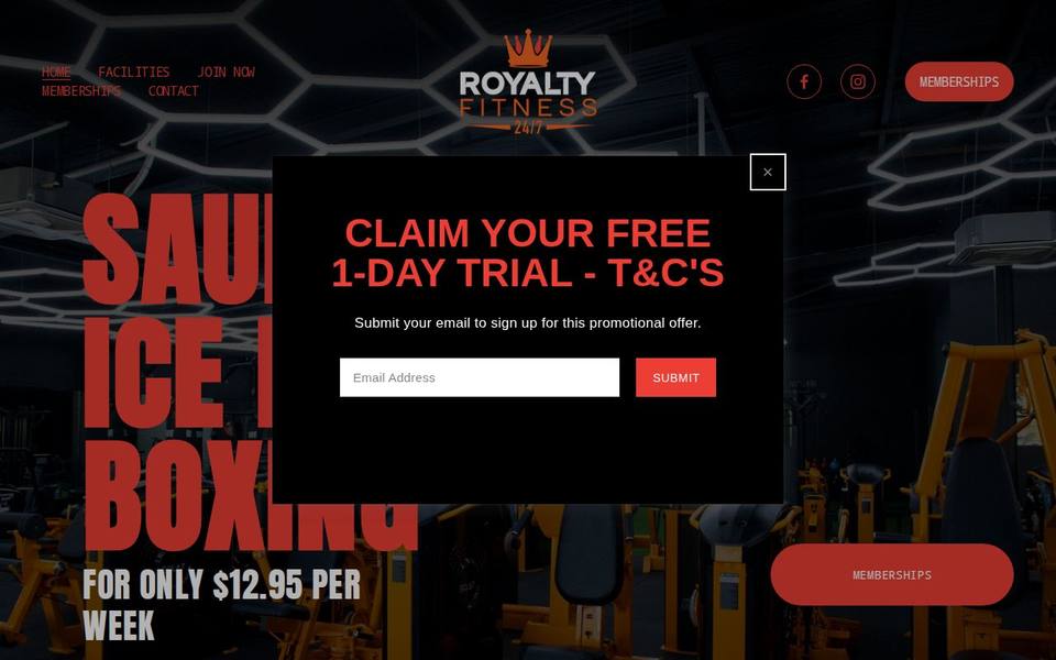 Royalty Fitness 24/7 website