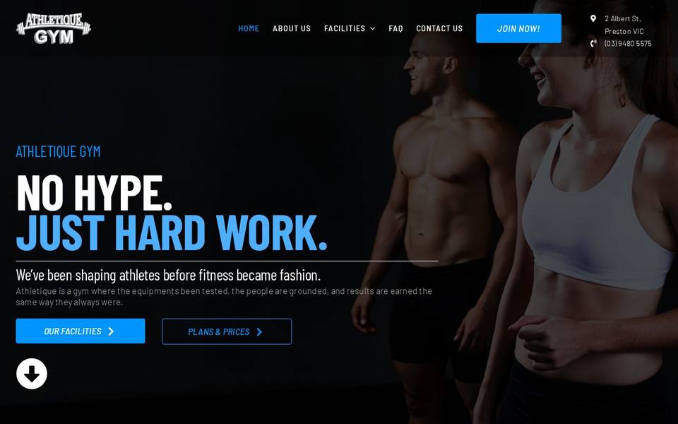 Athletique Health Club website