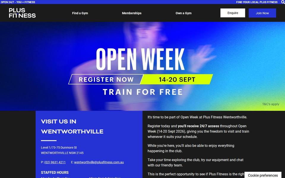 Plus Fitness Wentworthville website