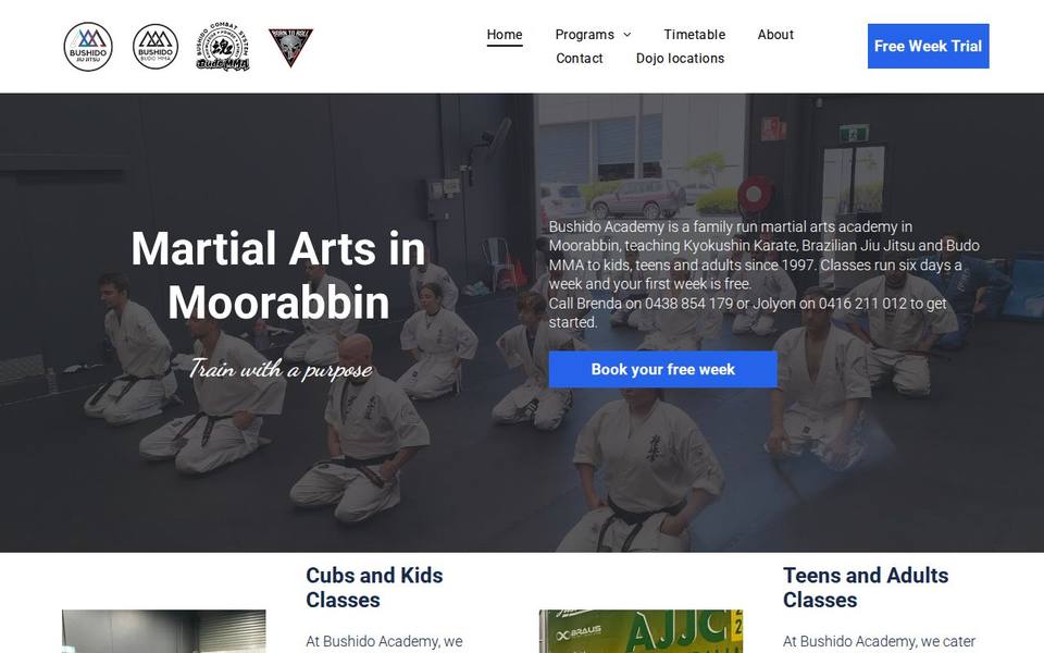Bushido Academy website